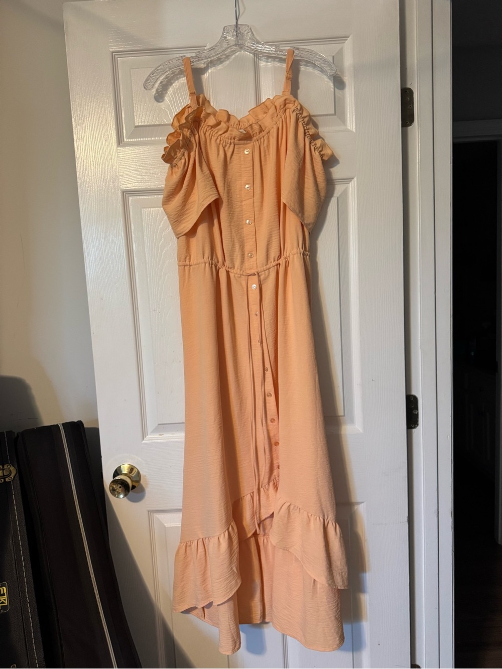 Cato Peach Ruffle-Trim Maxi Dress